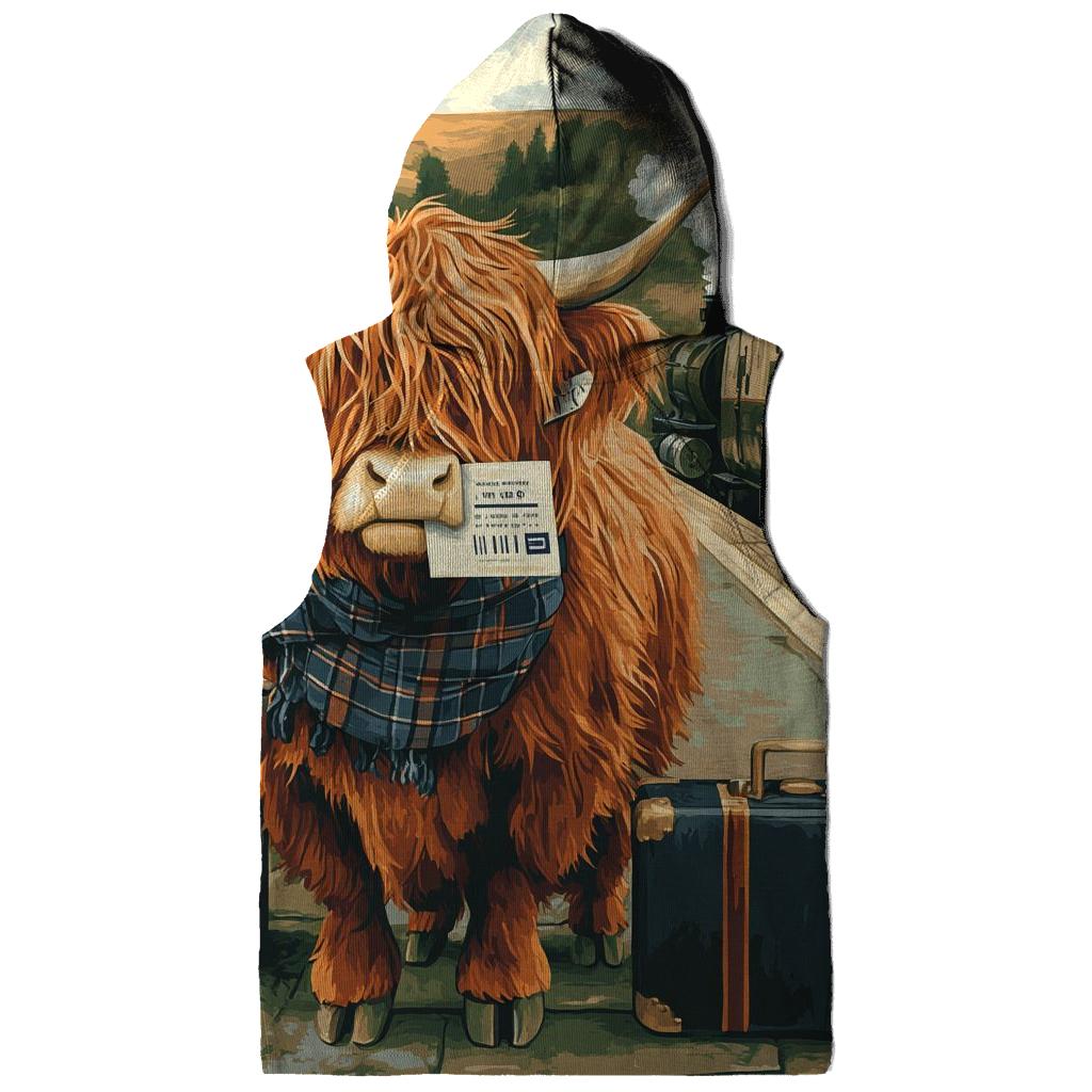Highland Cow Railway Platform Traveler hoodie designs
