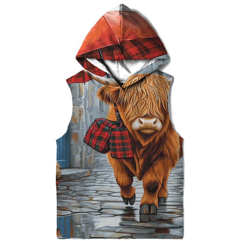 Highland Cow Rainy Day Umbrella Stroll hoodies fashion