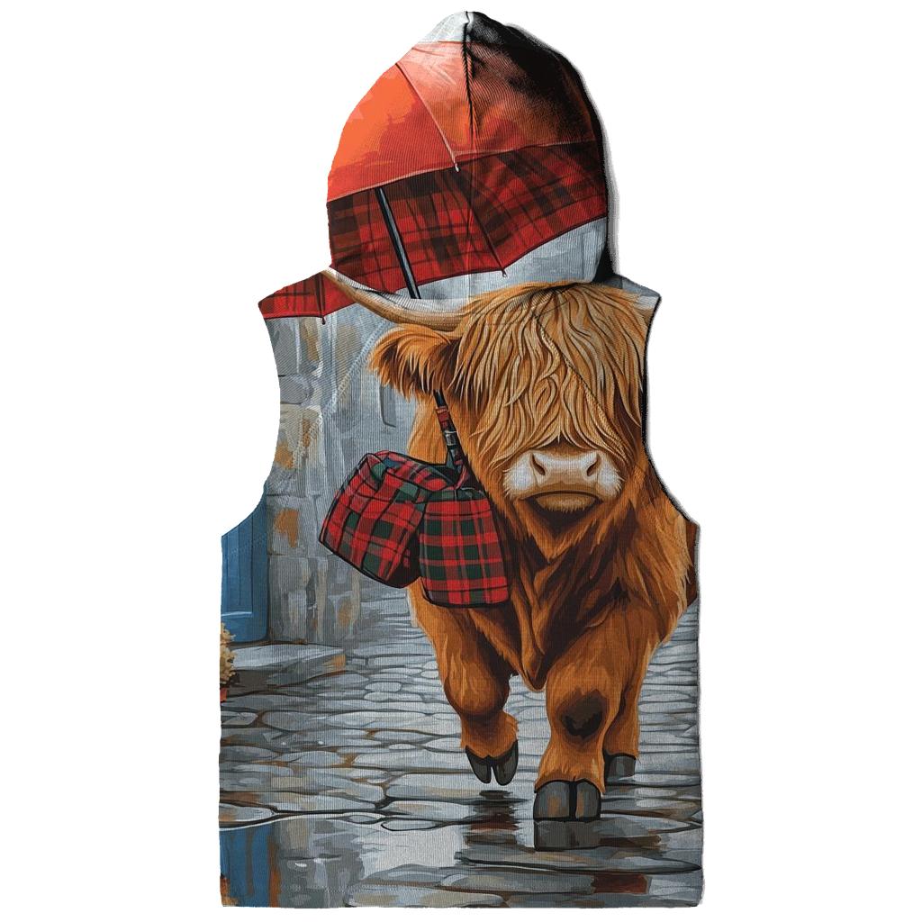 Highland Cow Rainy Day Umbrella Stroll hoodies fashion