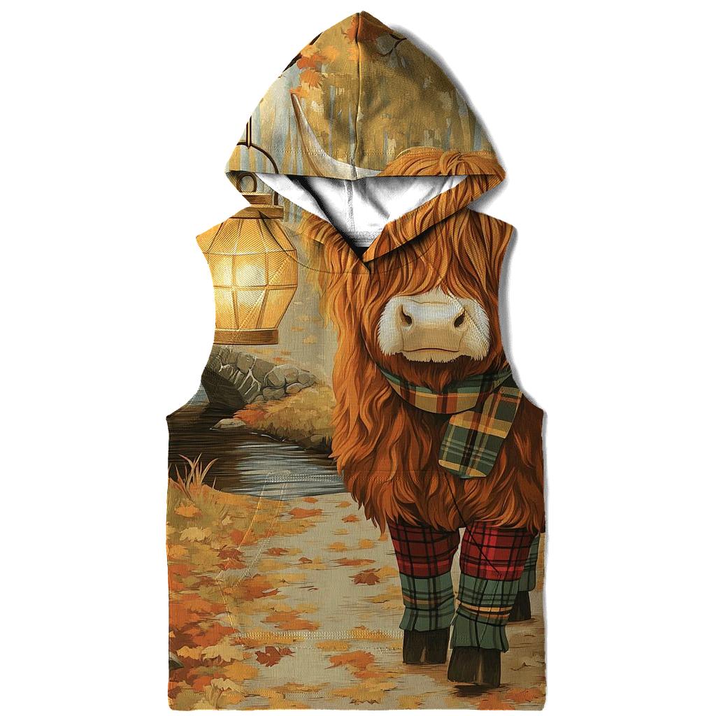 Highland Cow Autumn Leaf Lantern Walk custom hoodies