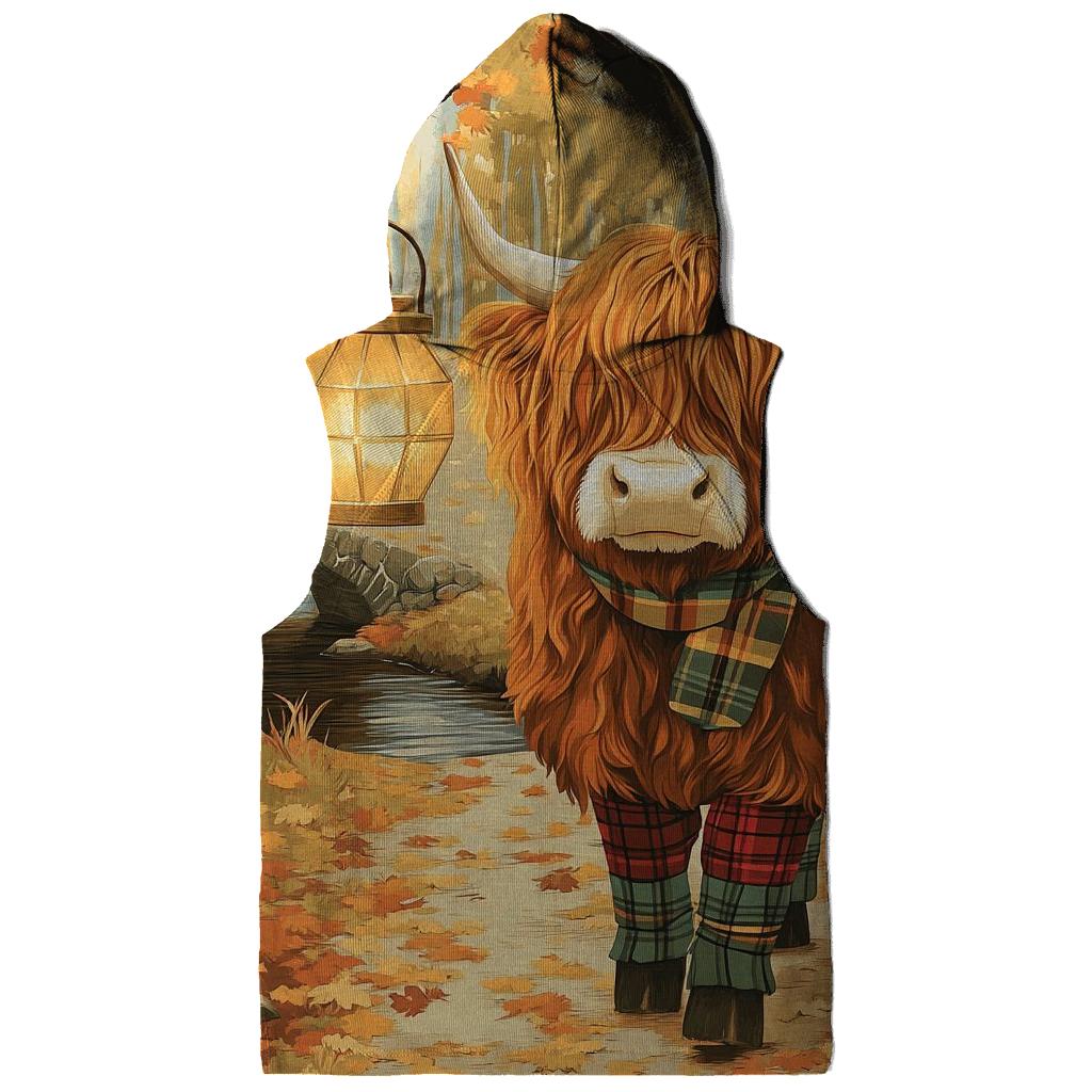 Highland Cow Autumn Leaf Lantern Walk custom hoodies