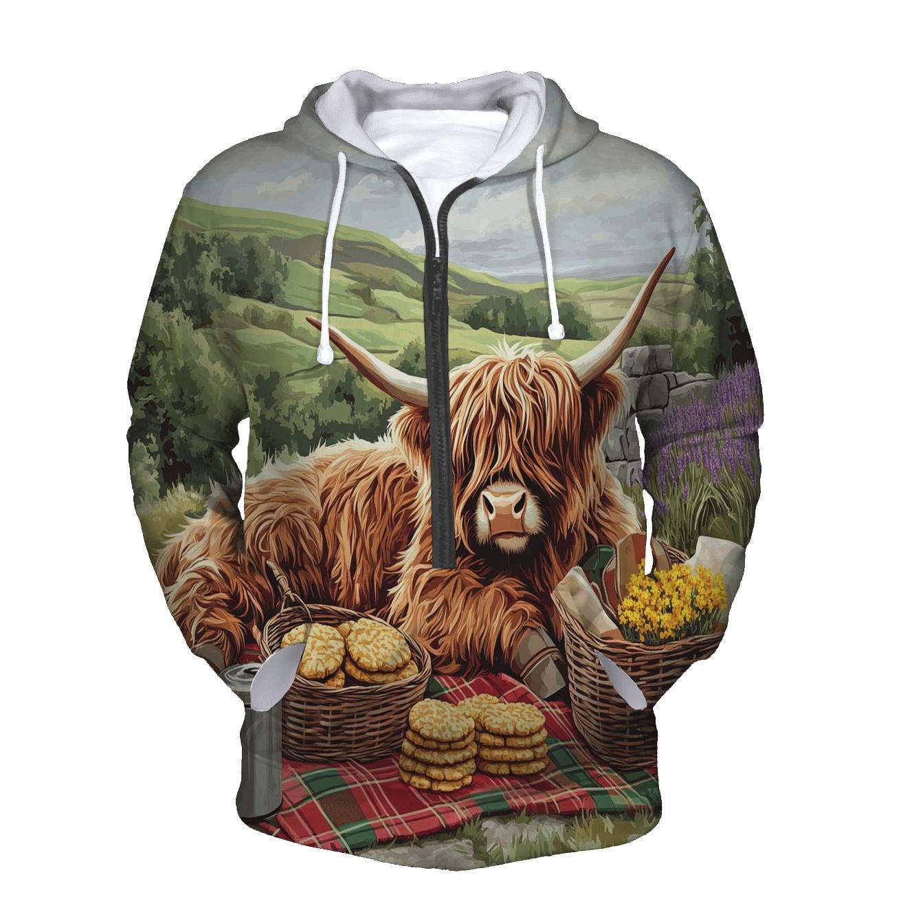 Tartan Picnic With Highland Cow hoodie trends