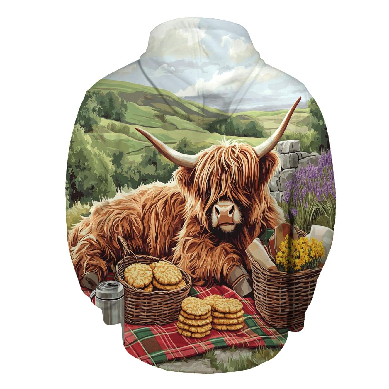 Tartan Picnic With Highland Cow hoodie trends