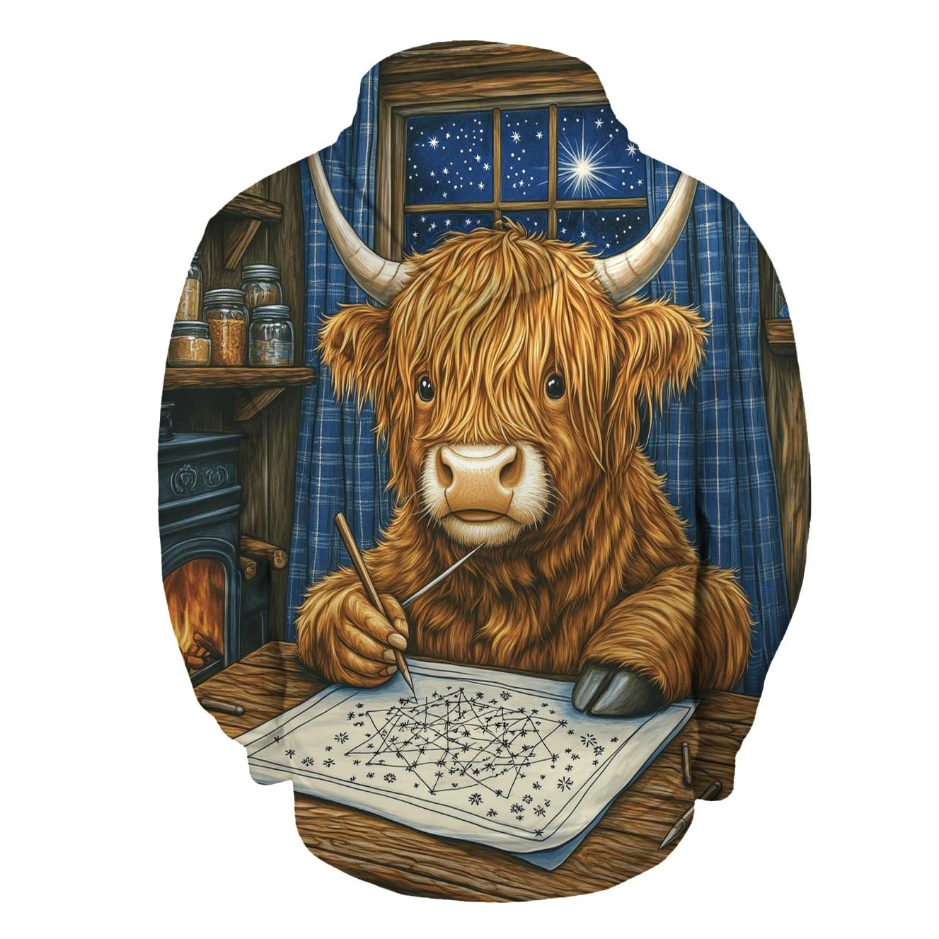 Highland Cow Star Atlas Cartographer zip-up hoodies