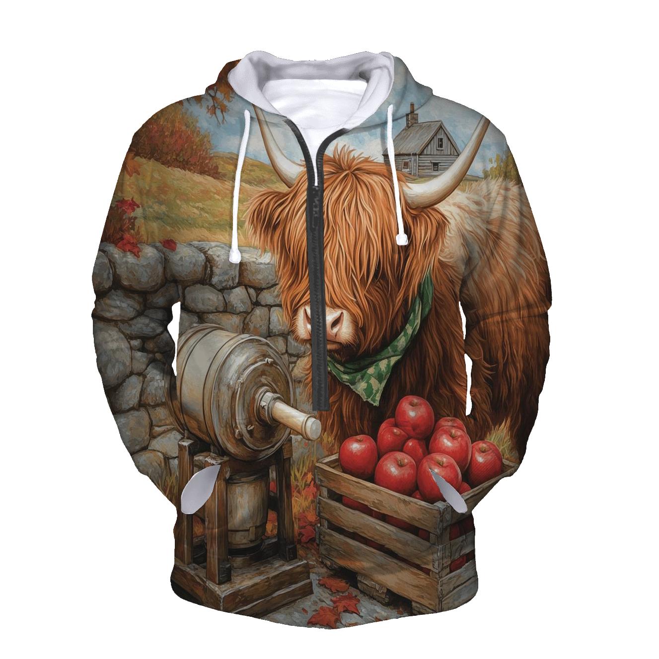 Highland Cow Orchard Cider Press embroidered hoodies