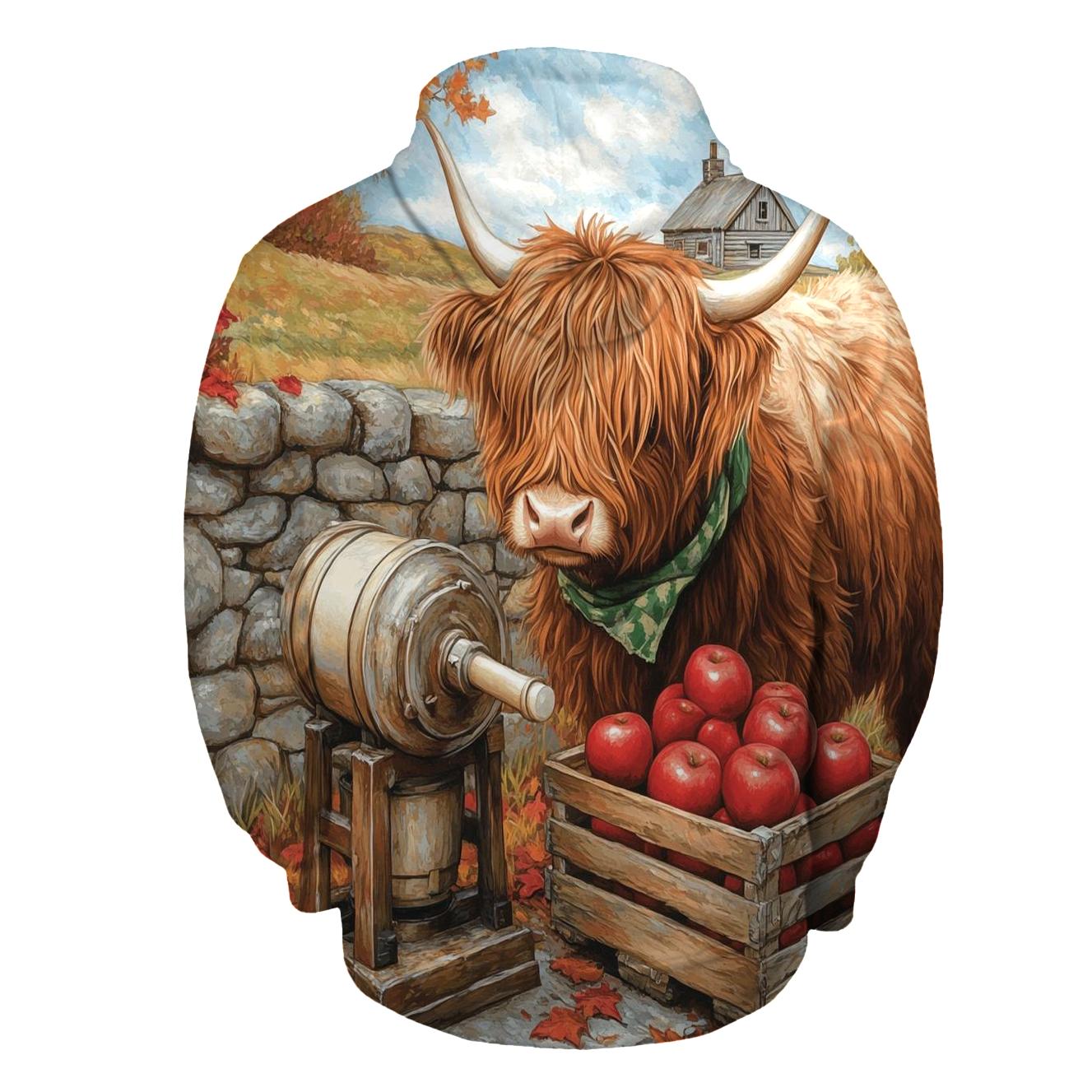 Highland Cow Orchard Cider Press embroidered hoodies
