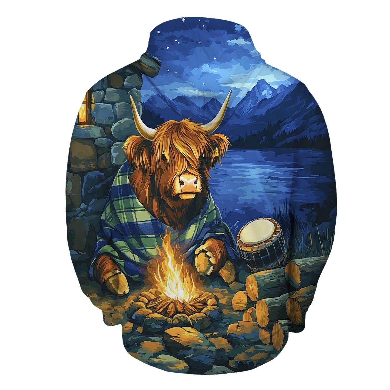 Highland Cow Mountain Bothy Music Night pullover hoodies