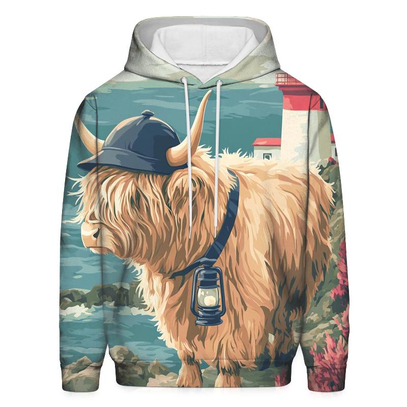 Highland Cow Lighthouse Keeper heavyweight hoodies