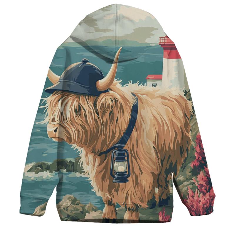 Highland Cow Lighthouse Keeper heavyweight hoodies