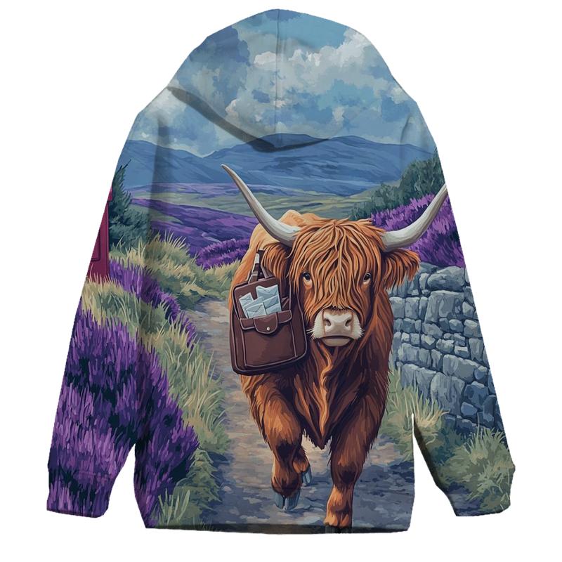 Moorland Mail Run Highland Cow hoodie trends