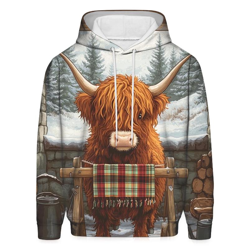 Highland Cow In Winter Knit Workshop hoodie styles