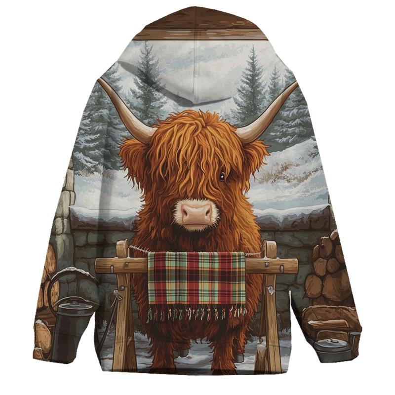 Highland Cow In Winter Knit Workshop hoodie styles