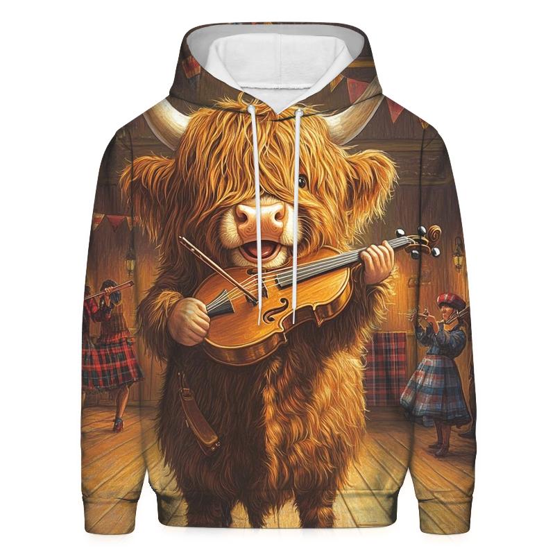 Ceilidh Fiddle Highland Cow custom hoodies