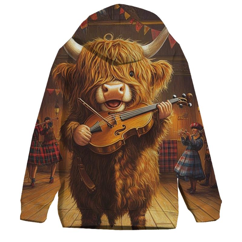 Ceilidh Fiddle Highland Cow custom hoodies