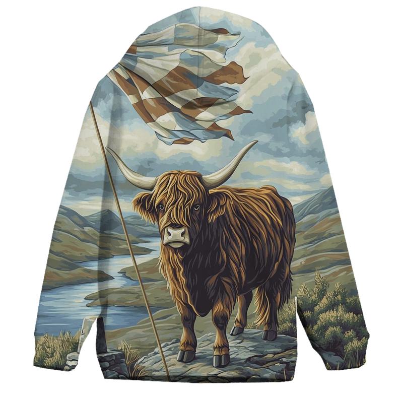 Highland Cow Hilltop Weather Watch heavyweight hoodies