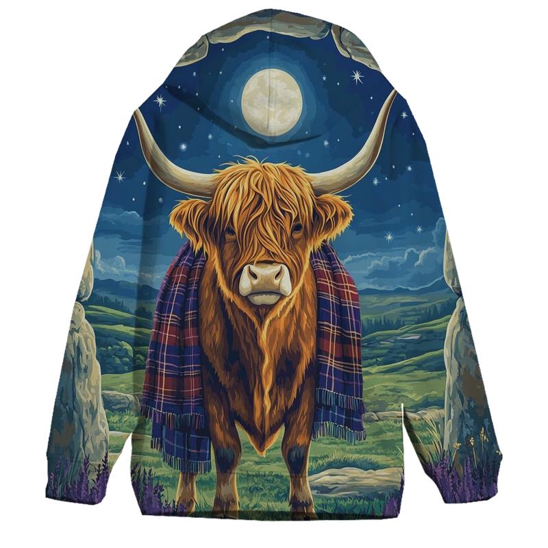 Highland Cow Moonlit Stone Circle Sentinel custom hoodies