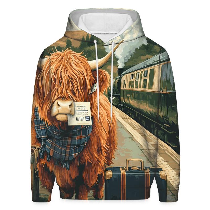 Highland Cow Railway Platform Traveler lightweight hoodies