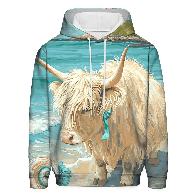 Highland Cow Seaside Shell Collector designer hoodies