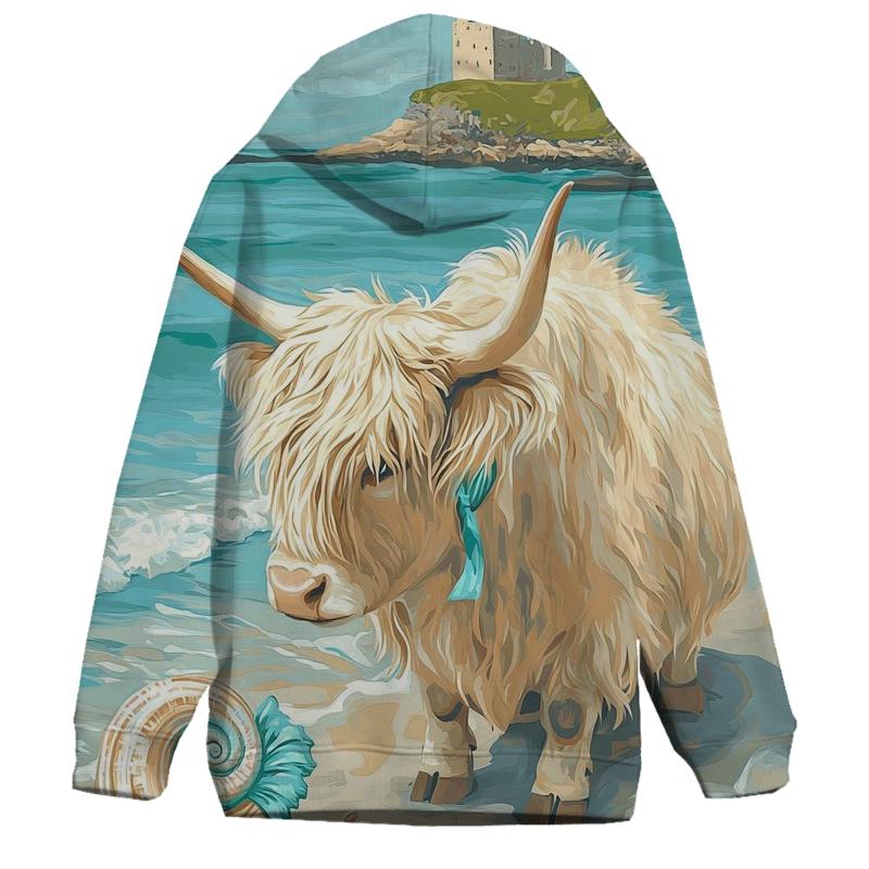 Highland Cow Seaside Shell Collector designer hoodies