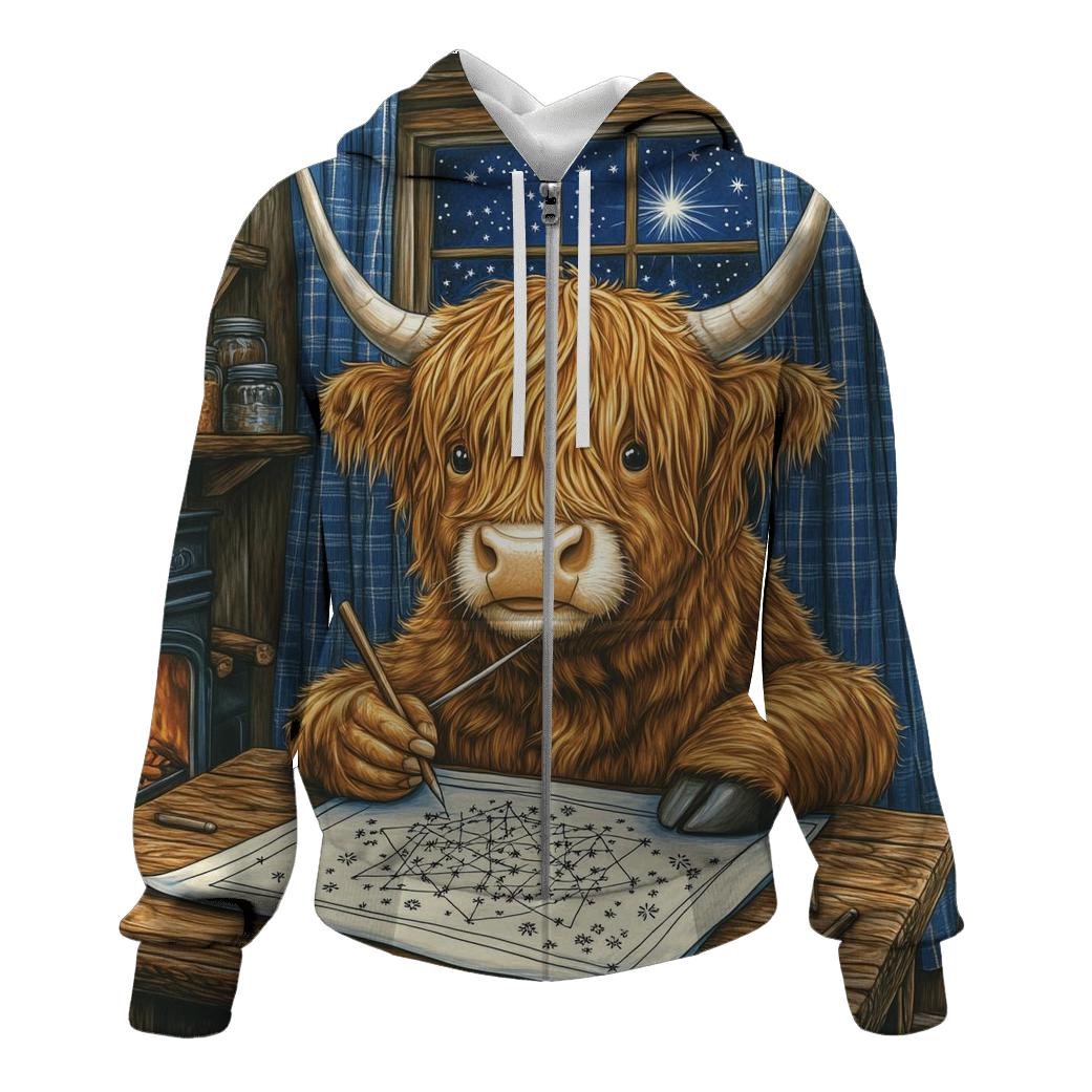 Highland Cow Star Atlas Cartographer premium hoodies