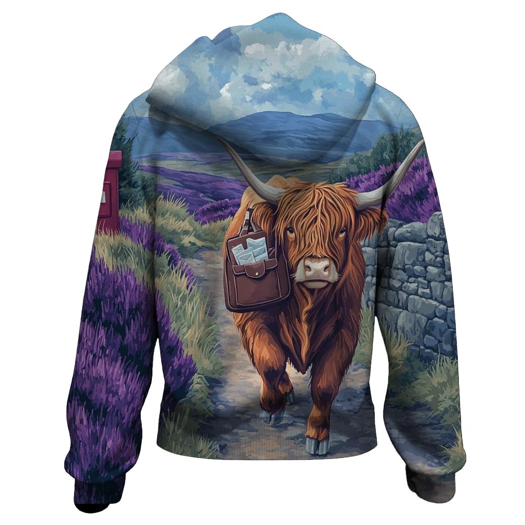 Moorland Mail Run Highland Cow heavyweight hoodies