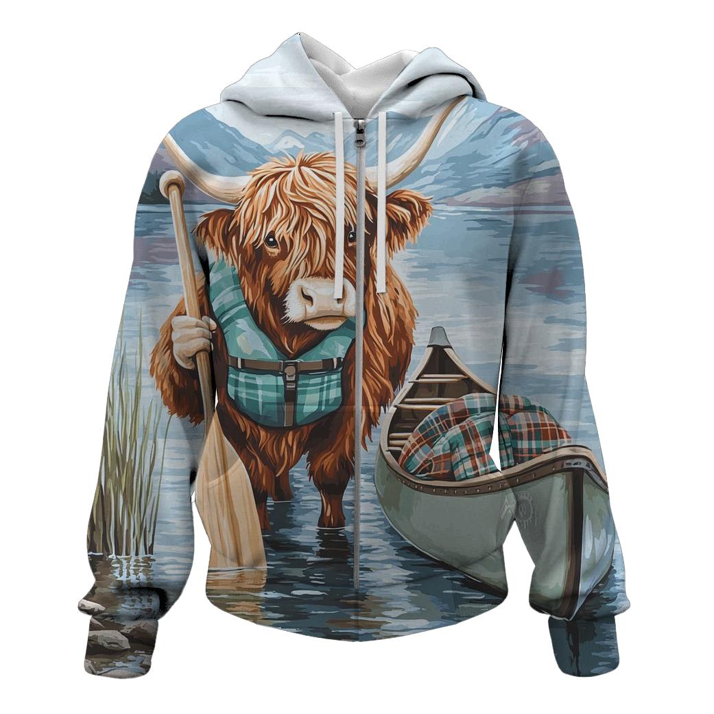 Highland Cow Lochside Canoe Guide heavyweight hoodies