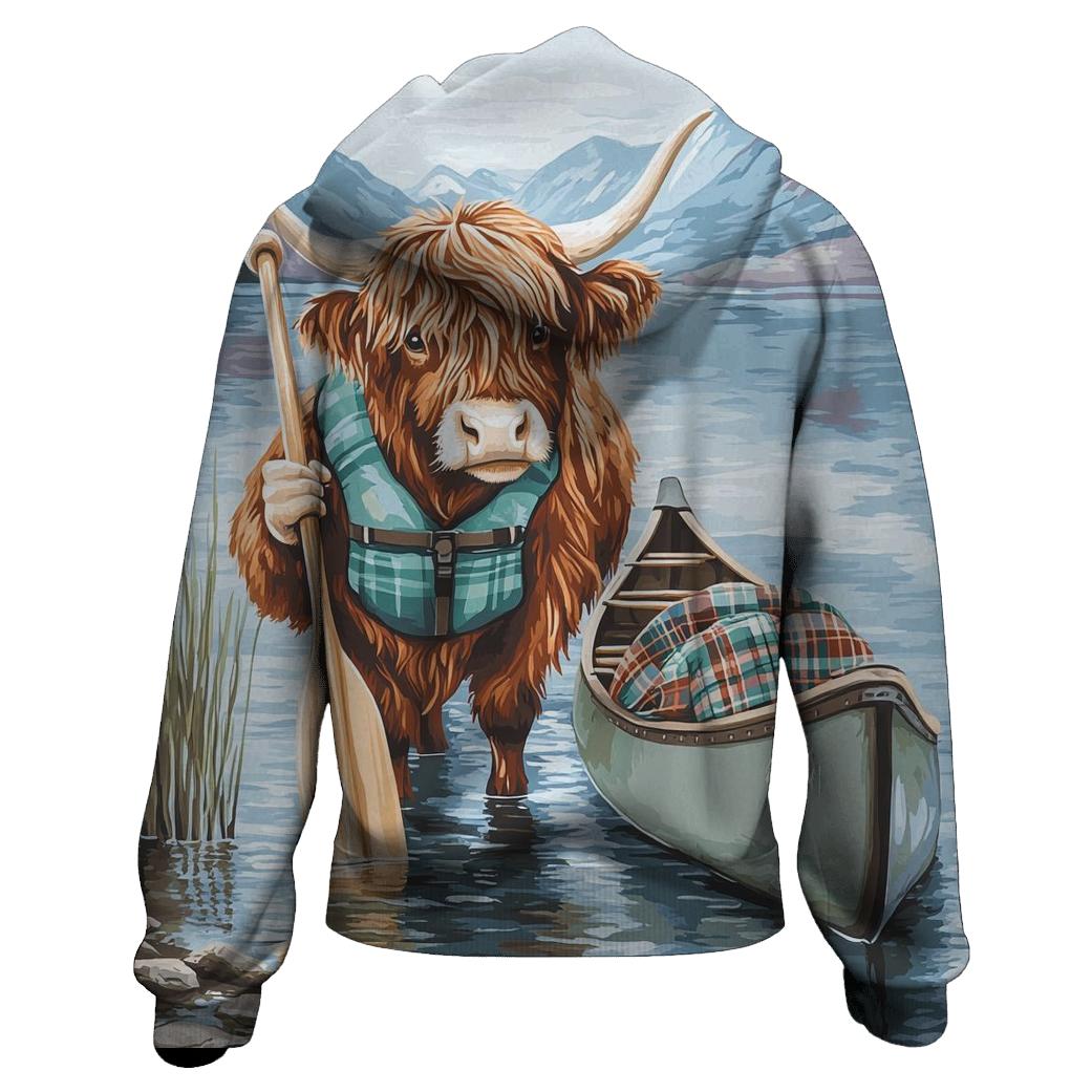 Highland Cow Lochside Canoe Guide heavyweight hoodies