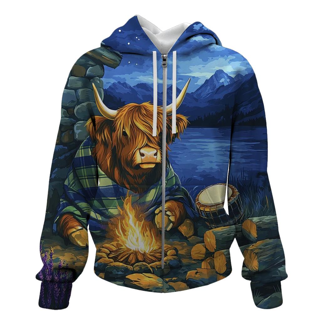 Highland Cow Mountain Bothy Music Night pullover hoodies