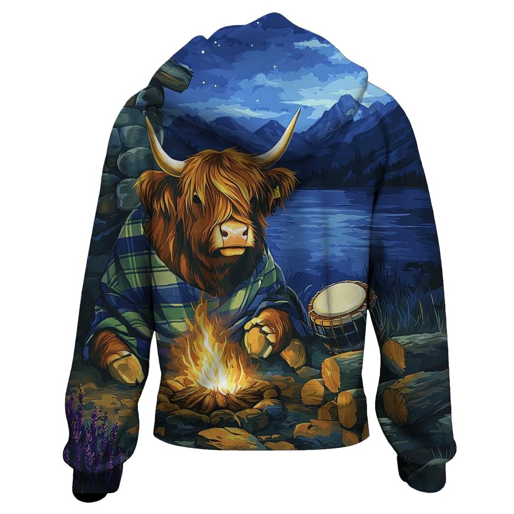 Highland Cow Mountain Bothy Music Night pullover hoodies