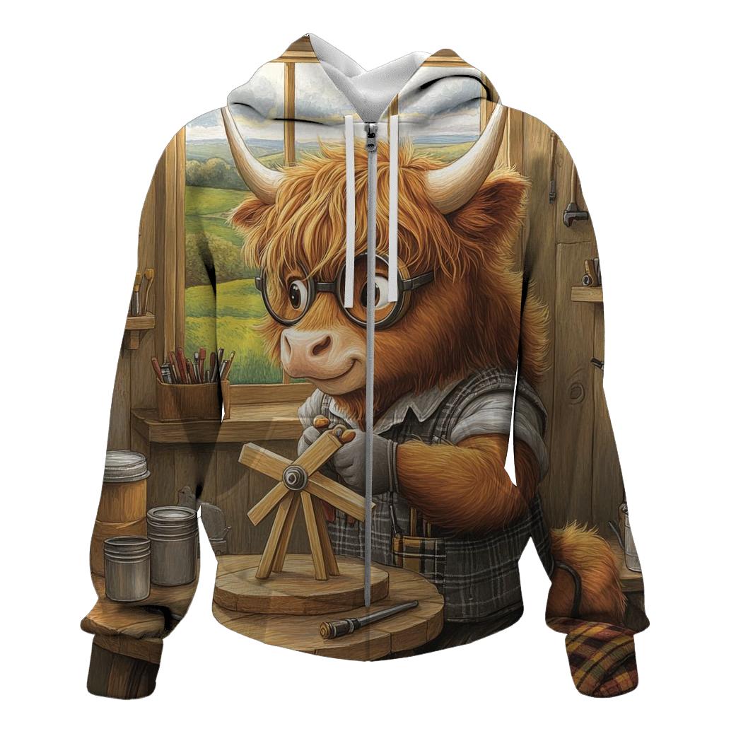 Highland Cow Workshop Tool Shed Inventor embroidered hoodies