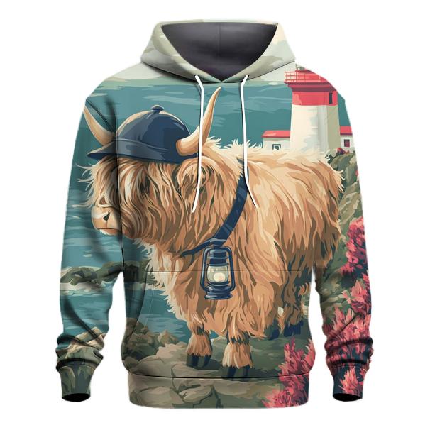 Highland Cow Lighthouse Keeper printed hoodies