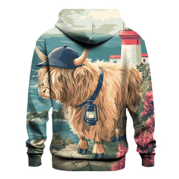 Highland Cow Lighthouse Keeper printed hoodies