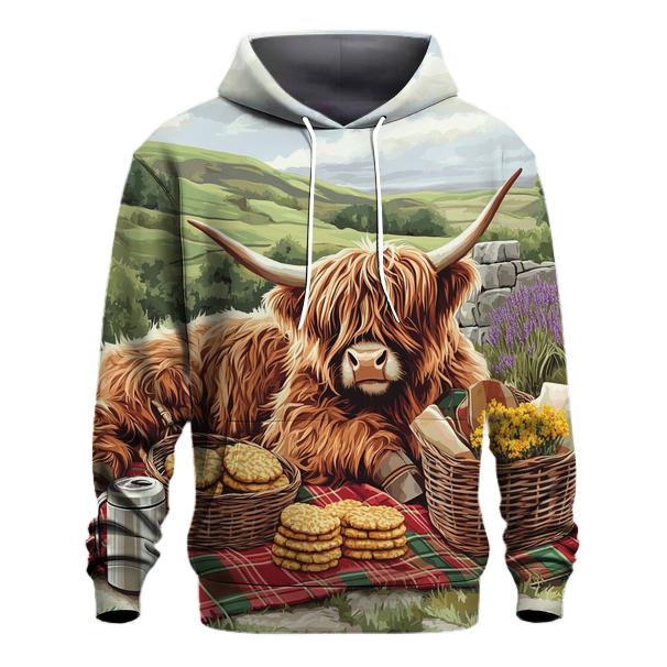 Tartan Picnic With Highland Cow pullover hoodies