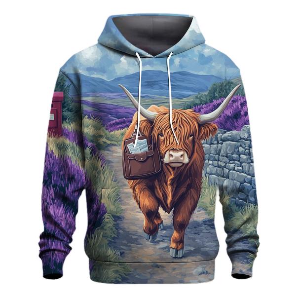 Moorland Mail Run Highland Cow heavyweight hoodies
