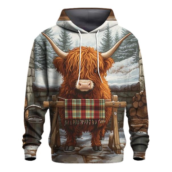 Highland Cow In Winter Knit Workshop hoodie trends
