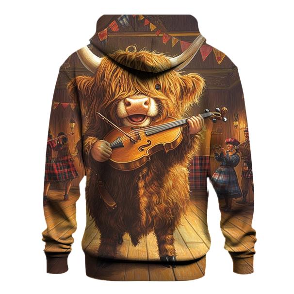 Ceilidh Fiddle Highland Cow hoodie styles