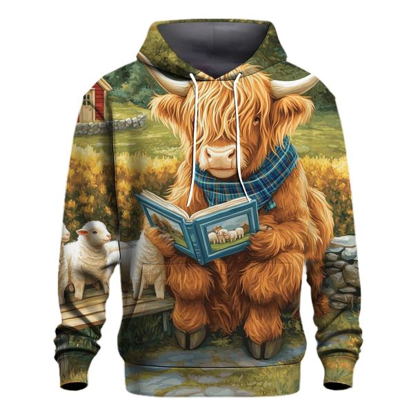 Highland Cow Schoolyard Storytime designer hoodies