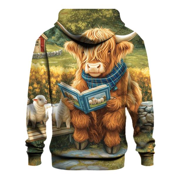 Highland Cow Schoolyard Storytime designer hoodies