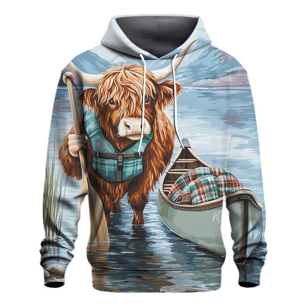 Highland Cow Lochside Canoe Guide zip-up hoodies