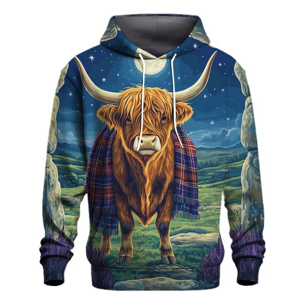 Highland Cow Moonlit Stone Circle Sentinel custom hoodies