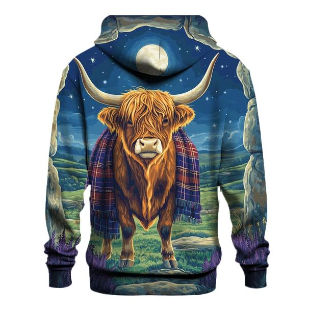 Highland Cow Moonlit Stone Circle Sentinel custom hoodies