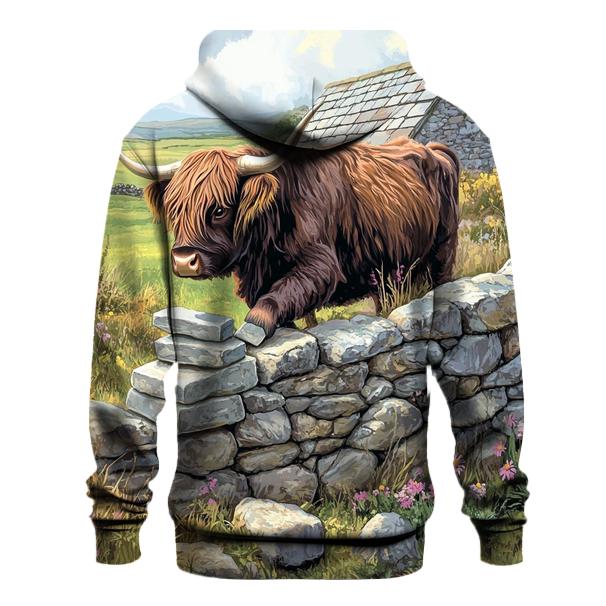 Highland Cow Garden Stone Wall Builder hoodie designs