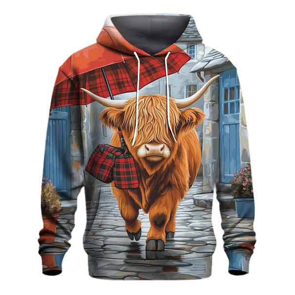 Highland Cow Rainy Day Umbrella Stroll hoodie styles