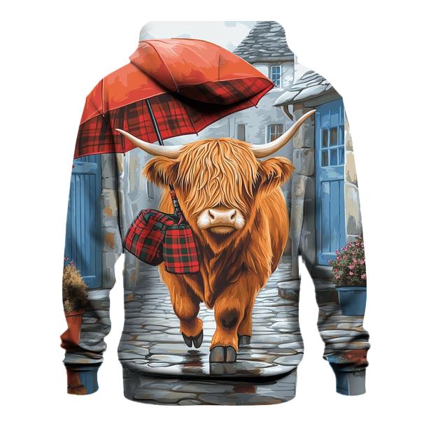 Highland Cow Rainy Day Umbrella Stroll hoodie styles