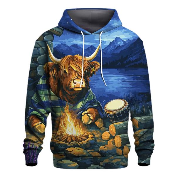 Highland Cow Mountain Bothy Music Night pullover hoodies