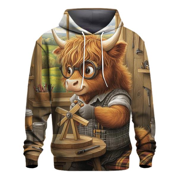 Highland Cow Workshop Tool Shed Inventor embroidered hoodies