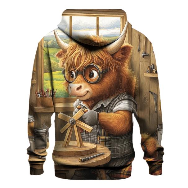 Highland Cow Workshop Tool Shed Inventor embroidered hoodies