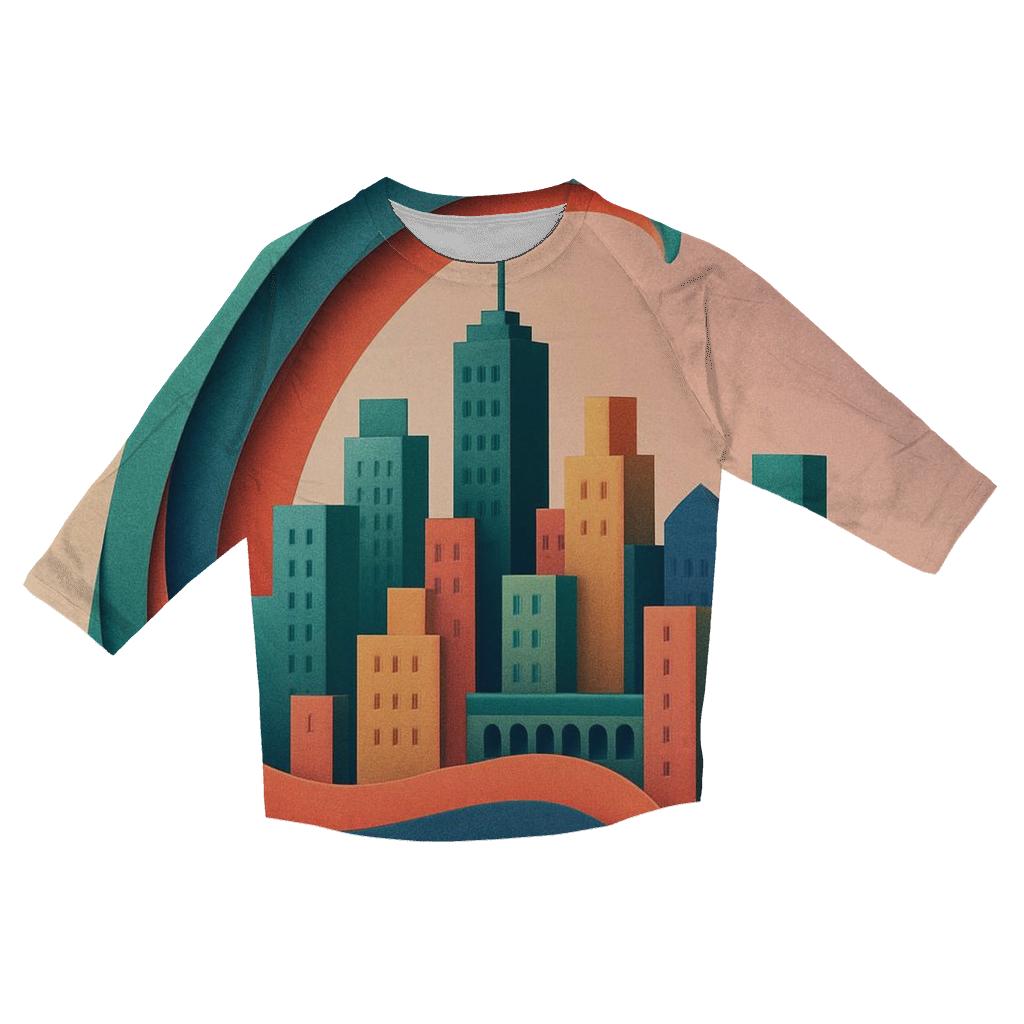 Prismatic Paper Cut City Mirage custom 3/4 sleeve shirts