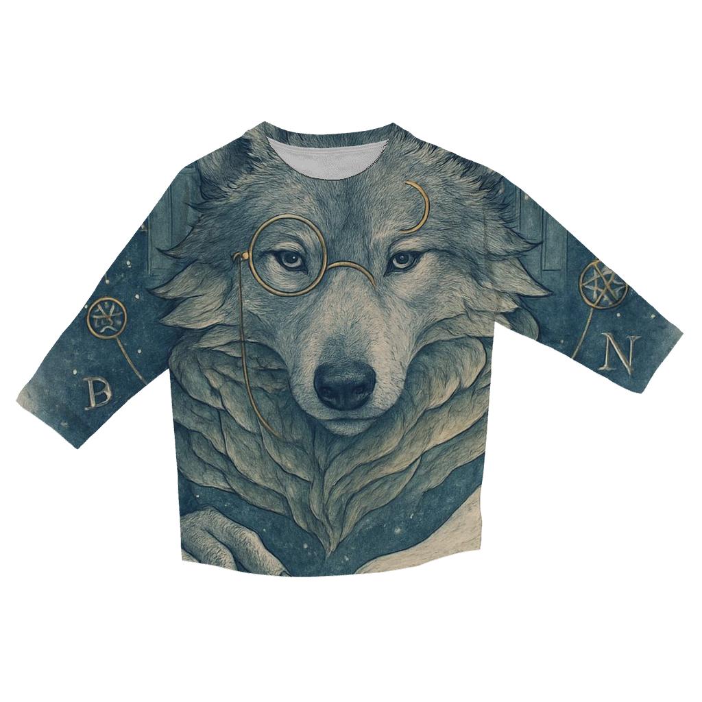 Lunar Archivist Wolf printed three quarter sleeve shirts
