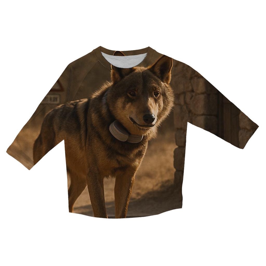 Iberian Wolf Research Collar Checkpoint printed three quarter sleeve shirts